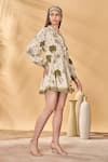 Masaba_Ivory Cotton Collared Pirouette Picnic Kora Mini Dress _Online_at_Aza_Fashions