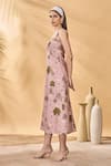 Masaba_Pink Cotton, Linen Square Neck Pirouette Picnic Midi Dress _Online_at_Aza_Fashions
