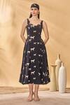 Buy_Masaba_Black Crepe, Silk Square Neck Woof Whimsy Corset Dress _at_Aza_Fashions