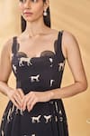 Buy_Masaba_Black Crepe, Silk Square Neck Woof Whimsy Corset Dress _Online_at_Aza_Fashions