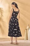 Shop_Masaba_Black Crepe, Silk Square Neck Woof Whimsy Corset Dress _at_Aza_Fashions