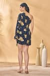Shop_Masaba_Navy Crepe, Silk Tassels Asymmetric Midnight Miniature Dreams Wrap Dress _at_Aza_Fashions