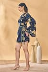 Buy_Masaba_Navy Crepe, Silk Tassels Asymmetric Midnight Miniature Dreams Wrap Dress _Online_at_Aza_Fashions