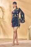Buy_Masaba_Navy Crepe, Silk Tassels Asymmetric Midnight Miniature Dreams Wrap Dress _at_Aza_Fashions