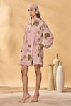 Masaba_Pink Crepe, Silk Collared Pirouette Picnic Mini Dress _Online_at_Aza_Fashions