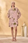 Buy_Masaba_Pink Crepe, Silk Collared Pirouette Picnic Mini Dress _at_Aza_Fashions