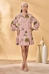 Shop_Masaba_Pink Crepe, Silk Collared Pirouette Picnic Mini Dress _Online_at_Aza_Fashions