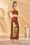 Buy_Masaba_Brown Linen Square Neck Two Faced Pareo Set _Online_at_Aza_Fashions