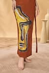 Buy_Masaba_Brown Linen Square Neck Two Faced Pareo Set 