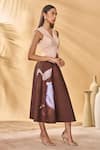 Shop_Masaba_Beige Linen V-neck Apricot Mirage Waistcoat _Online_at_Aza_Fashions