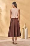 Shop_Masaba_Brown Linen Hidden Within Swing Skirt _at_Aza_Fashions