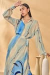 Buy_Masaba_Beige Crepe Collared Midnight Faces Silk Shirt _at_Aza_Fashions