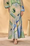 Buy_Masaba_Blue Crepe, Silk V-neck Whirlwind Trumpet Skirt Set _Online_at_Aza_Fashions