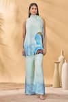 Buy_Masaba_Blue Crepe, Silk High Neck Lost In Space Tunic Set _at_Aza_Fashions