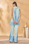 Shop_Masaba_Blue Crepe, Silk High Neck Lost In Space Tunic Set _at_Aza_Fashions