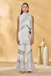 Buy_Masaba_White Crepe, Silk High Neck Moon And Mist Tunic Set _at_Aza_Fashions