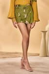 Shop_Masaba_Mustard Crepe, Cotton Embroidery Collared Miniature Dreams Skorts Set _Online_at_Aza_Fashions