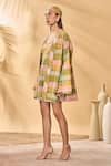 Masaba_Multi Color Cotton, Linen Embroidery Pina Colada Holiday Home Dress And Jacket Set _Online_at_Aza_Fashions