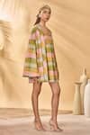 Buy_Masaba_Multi Color Cotton, Linen Embroidery Pina Colada Holiday Home Dress And Jacket Set _Online_at_Aza_Fashions