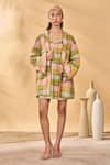 Buy_Masaba_Multi Color Cotton, Linen Embroidery Pina Colada Holiday Home Dress And Jacket Set _at_Aza_Fashions