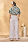 Shop_Masaba_Blue Cotton, Linen V-neck Miniature Dreams Pant Set _at_Aza_Fashions