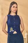 Shop_Masaba_Blue Denim Patchwork Round Neck Paw-tree Midnight Waistcoat 