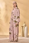Masaba_Pink Crepe Collared Pirouette Picnic Shirt _Online_at_Aza_Fashions