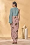 Shop_Masaba_Blue Crepe Embroidery One Shoulder Silk Top _at_Aza_Fashions