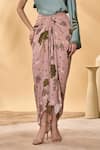 Shop_Masaba_Pink Crepe, Silk Pirouette Picnic Draped Skirt _Online_at_Aza_Fashions