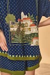 Masaba_Navy Crepe, Silk Embroidery Collared Midnight Holiday Home Shirt _Online