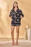 Buy_Masaba_Black Crepe, Silk Woof Whimsy Printed Shorts _Online_at_Aza_Fashions