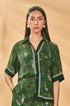 Shop_Masaba_Green Crepe, Silk Collared Tutus And Tapestries Shirt _Online_at_Aza_Fashions