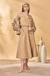 Shop_Masaba_Beige Cotton, Linen Embroidery Round Neck Miniature Dreams Bomber Jacket _Online_at_Aza_Fashions