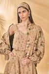 Buy_Masaba_Beige Cotton, Linen Embroidery Round Neck Miniature Dreams Bomber Jacket _at_Aza_Fashions