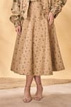 Masaba_Beige Cotton, Linen Miniature Garden Skirt _Online_at_Aza_Fashions