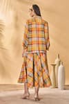 Shop_Masaba_Multi Color Silk Collared Sundowner Checkered Shirt _at_Aza_Fashions