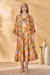 Buy_Masaba_Multi Color Silk Sundowner Checkered Midi Skirt _at_Aza_Fashions