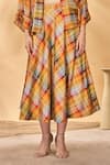 Shop_Masaba_Multi Color Silk Sundowner Checkered Midi Skirt _Online_at_Aza_Fashions