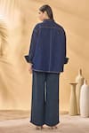 Shop_Masaba_Navy Crepe, Silk Embroidery Midnight Holiday Home Trousers _at_Aza_Fashions
