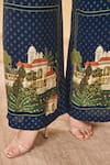 Shop_Masaba_Navy Crepe, Silk Embroidery Midnight Holiday Home Trousers _Online_at_Aza_Fashions