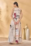 Shop_Masaba_Ivory Linen Round Neck Chaotic Harmony Waistcoat _at_Aza_Fashions