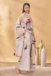 Shop_Masaba_Ivory Linen Collared Chaotic Harmony Jacket _Online_at_Aza_Fashions