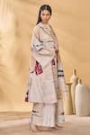 Buy_Masaba_Ivory Linen Round Neck Chaotic Harmony Jacket Set _Online_at_Aza_Fashions