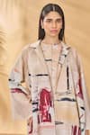 Shop_Masaba_Ivory Linen Round Neck Chaotic Harmony Jacket Set 