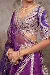 Adi By Aditya Khandelwl_Purple Satin, Silk Organza, Tussar Embroidery, Sequins Scoop Hand Lehenga Set _Online_at_Aza_Fashions