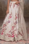Adi By Aditya Khandelwl_Off White Satin, Silk Organza, Tussar Embroidery V-neck Hand Lehenga Set _Online_at_Aza_Fashions