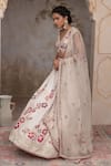 Buy_Adi By Aditya Khandelwl_Off White Satin, Silk Organza, Tussar Embroidery V-neck Hand Lehenga Set _Online_at_Aza_Fashions