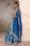 Adi By Aditya Khandelwl_Blue Jacquard, , Silk Embroidery Peacock Hand Lehenga Set _Online_at_Aza_Fashions
