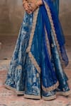 Shop_Adi By Aditya Khandelwl_Blue Jacquard, , Silk Embroidery Peacock Hand Lehenga Set _Online_at_Aza_Fashions