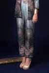 Shop_Adi By Aditya Khandelwl_Blue Jacquard Embroidery Open , Sweetheart Hand Pant Set _Online_at_Aza_Fashions